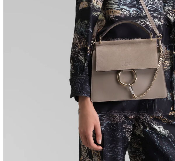 Túi Chloe Faye Small Bag In Smooth & Suede Calfskin CHC20SS203H2O23W - Ảnh 4