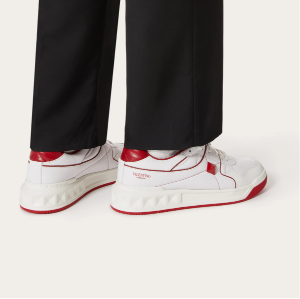 Giày Valentino One Stud Low Top Nappa White Red WY2S0E71-NWN-R81 - Ảnh 2
