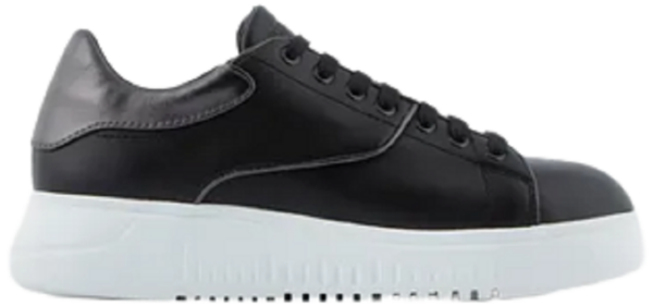 Giày Armani Leather With Laminated Details 'Black'