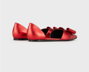 Alternative view of Giày Armani Laminated Nappa Leather Ballerinas With Bow 'Red'