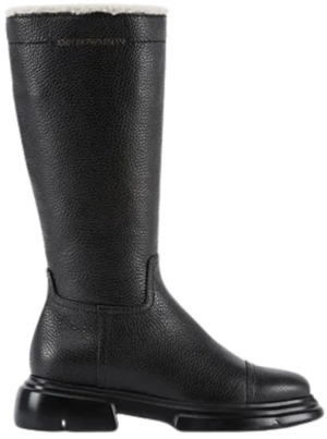 Giày Armani Deer Print Leather Ankle Boots 'Black'