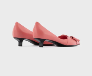 Alternative view of Giày Armani Nappa Leather Kitten Heeled Court With Bow 'Pink'