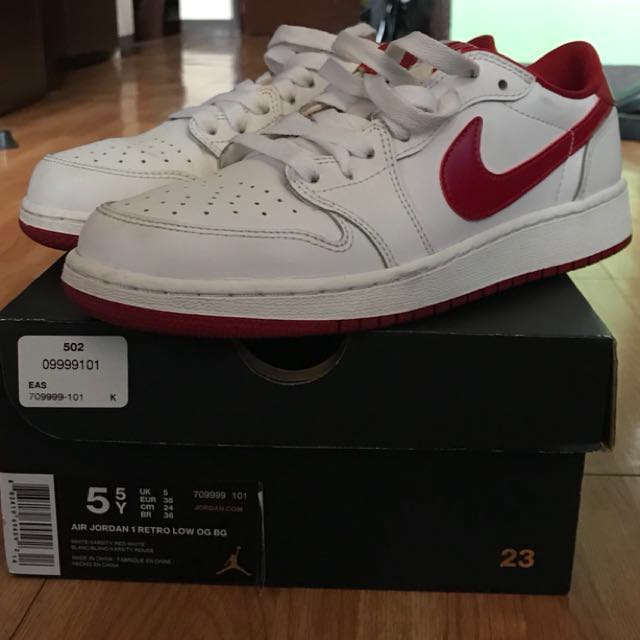 Giày Nike Air Jordan 1 Retro Low BG 'White Varsity Red' 709999-101 - Ảnh 2