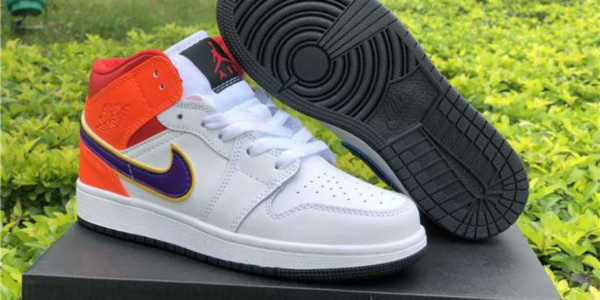 Giày Nike Air Jordan 1 Mid GS 'White Court Purple Teal' 554725-128 - Ảnh 6