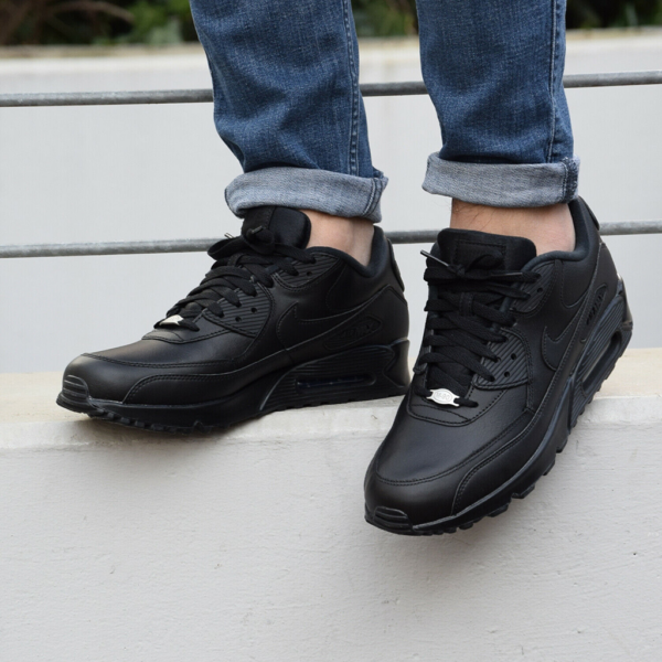 Giày Nike Air Max 90 Leather 'Black' 302519-001 - Ảnh 3