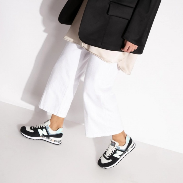 Giày New Balance 574 Classic 'Black White Mint' WL574CA2 - Ảnh 3