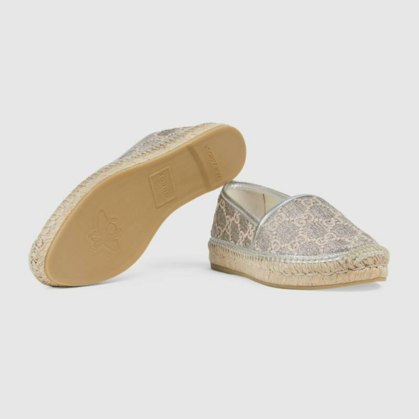 Giày Gucci Women's Heritage Gg Lamé Espadrille In Silver 619960-2AW10-1090 - Ảnh 5