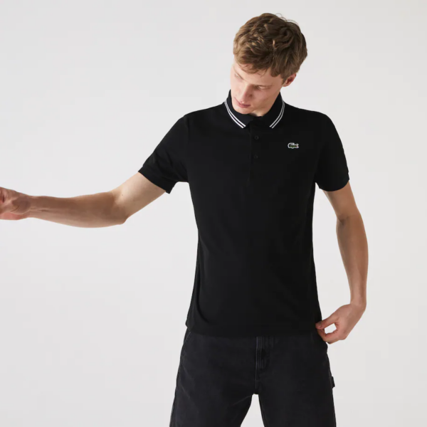 Áo Lacoste Short-sleeved Karati Lightweight Cotton Shirt Black YH1482-258 - Ảnh 2