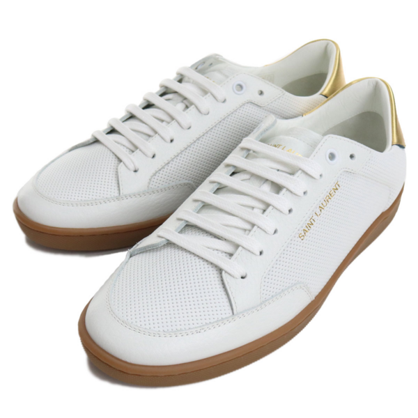 Giày Saint Laurent Leather Sneakers White Yellow 6032231JZA09383 - Ảnh 3