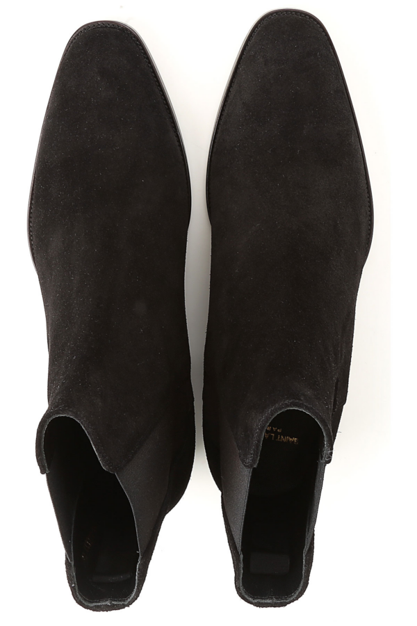 Giày Saint Laurent Wyatt Suede Chelsea Boot Black 443208BT3001000 - Ảnh 5