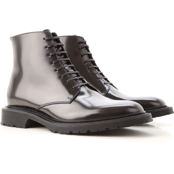 Giày Saint Laurent Army Smooth Leather Laced Boot Black 6323641Y0001000 - Ảnh 4