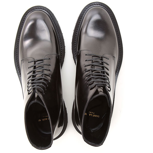 Giày Saint Laurent Army Smooth Leather Laced Boot Black 6323641Y0001000 - Ảnh 2