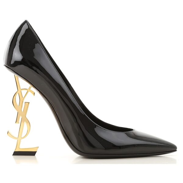 Giày Saint Laurent Opyum Pumps Patent Leather With Gold-Tone Heel 4720110NPKK1000
