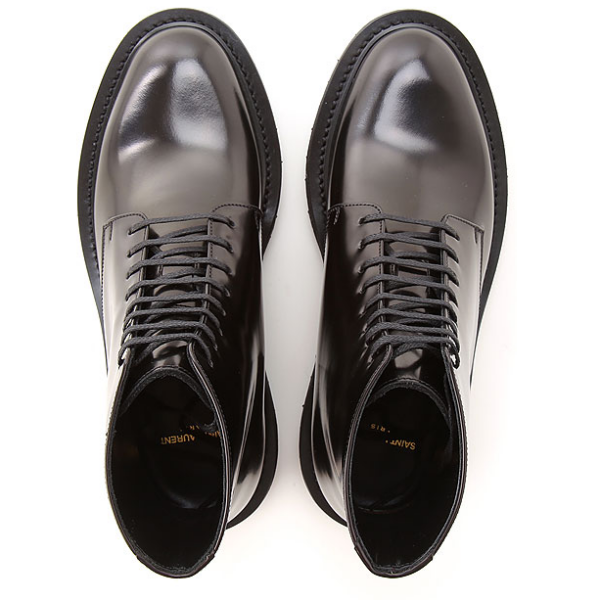 Giày Saint Laurent Army Lace Up Boot Black 632412-1Y000-1000 - Ảnh 4