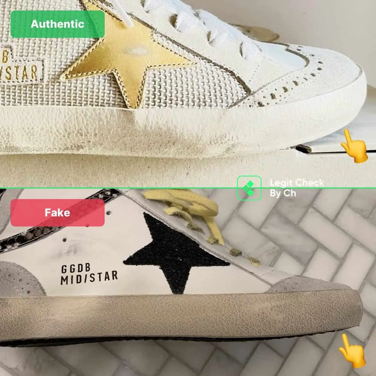Cách phân biệt những đôi Golden Goose Mid Star là real hay fake Hinh anh 4: Cach phan biet nhung doi Golden Goose Mid Star la real hay fake