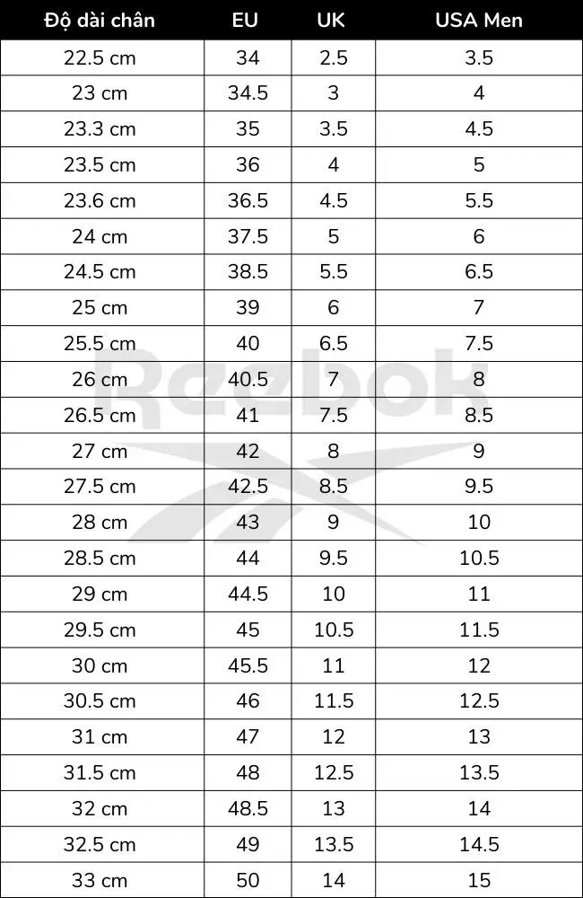 Hinh anh 9: Huong dan chon size giay Reebok chinh xac voi bang do luong chi tiet