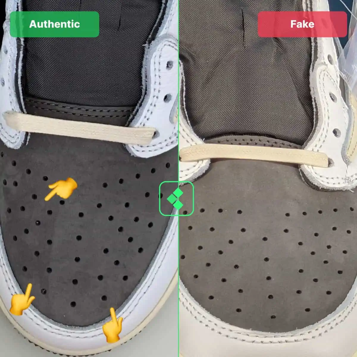 Mách bạn cách nhận biết Reverse Mocha Travis Scott Air Jordan 1 Low thật và giả Hinh anh 3: Mach ban cach nhan biet Reverse Mocha Travis Scott Air Jordan 1 Low that va gia