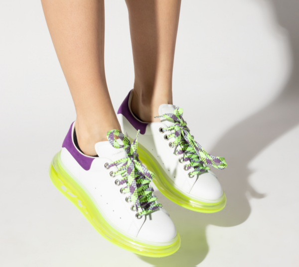 Giày Alexander McQueen Wmns Oversized Sneaker 'White Neon' 612744 WIA4G 9333 - Ảnh 2