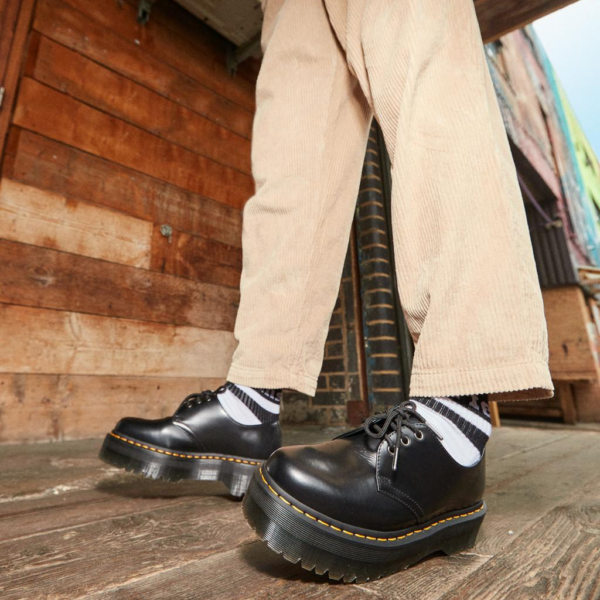 Giày Dr.Martens 1461 Quad Black Polished Smooth Black 25567001 - Ảnh 2
