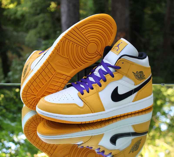 Giày Nike Air Jordan 1 Mid 'Lakers' 852542-700 - Ảnh 8