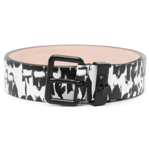 Alternative view of Thắt Lưng Alexander McQUEEN Graffiti 'Black White' 6892221AAHU1081