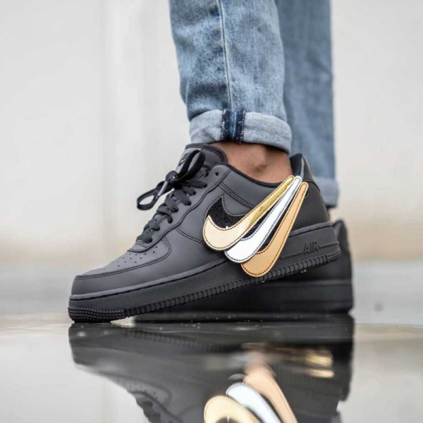 Giày Nike Air Force 1 Black Metallic Gold Removable Swoosh Pack CT2252-001 - Ảnh 3