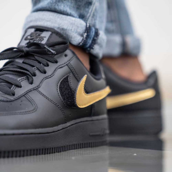 Giày Nike Air Force 1 Black Metallic Gold Removable Swoosh Pack CT2252-001 - Ảnh 2