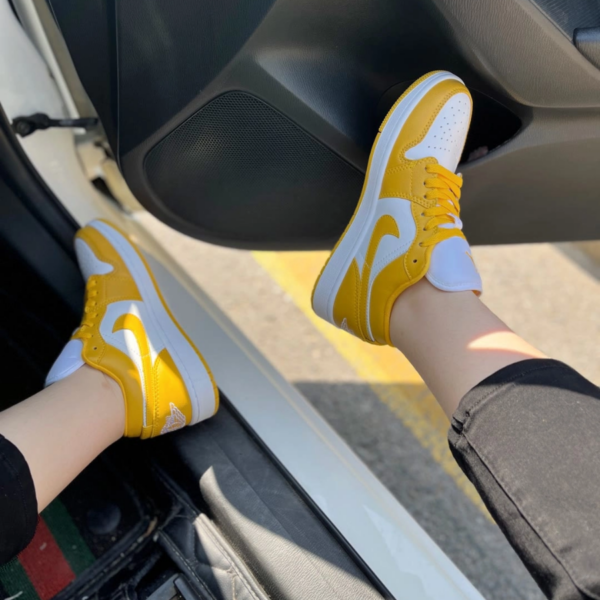 Giày Nike Air Jordan 1 Low GS 'White Yellow' 553560-171 - Ảnh 6