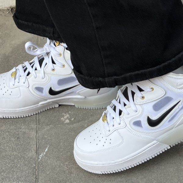 Giày Nike Air Force 1 Mid React '40th Anniversary White Black' DQ7668-100 - Ảnh 4