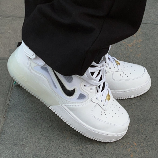 Giày Nike Air Force 1 Mid React '40th Anniversary White Black' DQ7668-100 - Ảnh 2