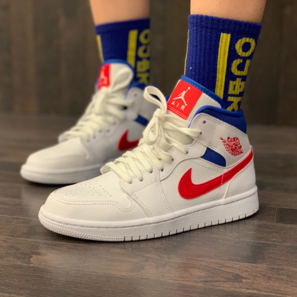 Giày Nike Air Jordan 1 Mid 'White Red Royal' BQ6472-164 - Ảnh 3
