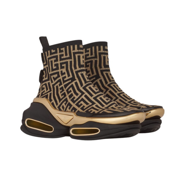 Giày Balmain B-bold High Top Bicolor 'Black And Gold' XN0VJ684TKMPEAD - Ảnh 2