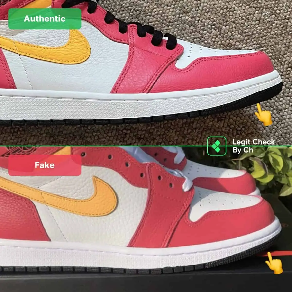 Legit check: Hướng dẫn cách phân biệt Air Jordan 1 Light Fusion Red Real và Fake Hinh anh 4: Legit check: Huong dan cach phan biet Air Jordan 1 Light Fusion Red Real va Fake