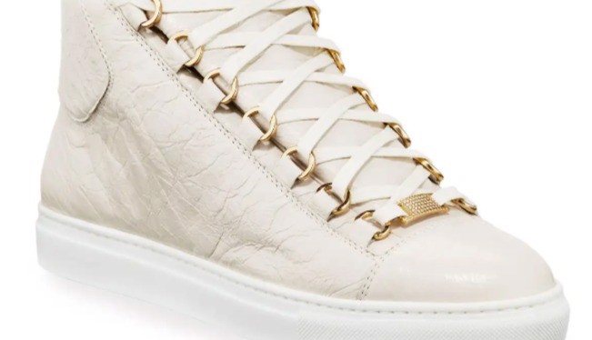 Balenciaga Calf Leather High Top (White With 14k Gold Accents)