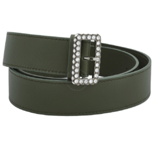 Thắt lưng Burberry Crystal Buckle Leather Belt In Dark Olive 8006937