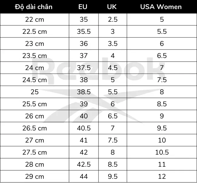 Hinh anh 10: Huong dan chon size giay Reebok chinh xac voi bang do luong chi tiet