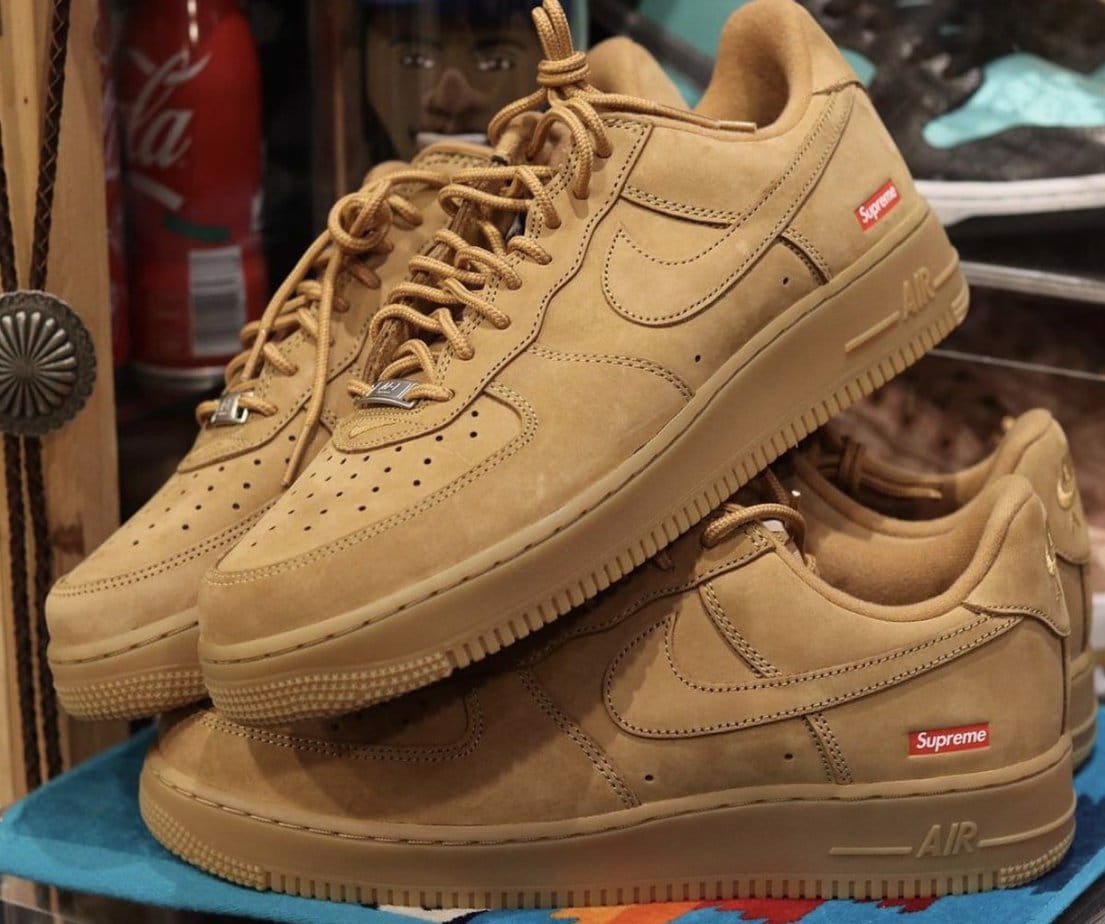 Những hình ảnh hé lộ về Phiên bản Supreme x Nike Air Force 1 "Wheat" Hinh anh 2: Nhung hinh anh he lo ve Phien ban Supreme x Nike Air Force 1 "Wheat"