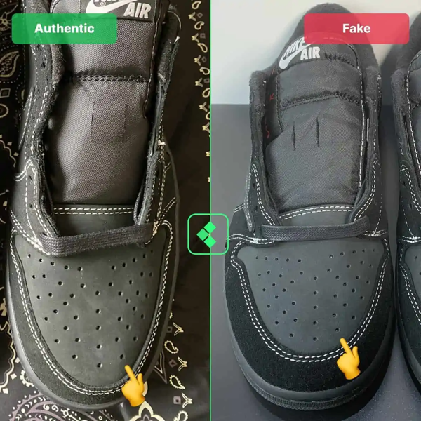 Legit check: Hướng dẫn phân biệt mẫu giày Travis Scott Air Jordan 1 Low Black Phantom thật hay giả Hinh anh 5: Legit check: Huong dan phan biet mau giay Travis Scott Air Jordan 1 Low Black Phantom that hay gia