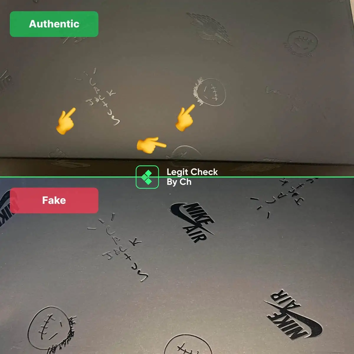 Legit check: Hướng dẫn phân biệt mẫu giày Travis Scott Air Jordan 1 Low Black Phantom thật hay giả Hinh anh 9: Legit check: Huong dan phan biet mau giay Travis Scott Air Jordan 1 Low Black Phantom that hay gia
