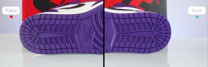Cách phân biệt một đôi Nike Air Jordan 1 “Court Purple” real và fake Hinh anh 5: Cach phan biet mot doi Nike Air Jordan 1 “Court Purple” real va fake