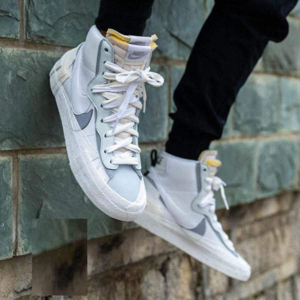 Giày Nike Blazer Mid sacai 'White Grey' BV0072-100 - Ảnh 2