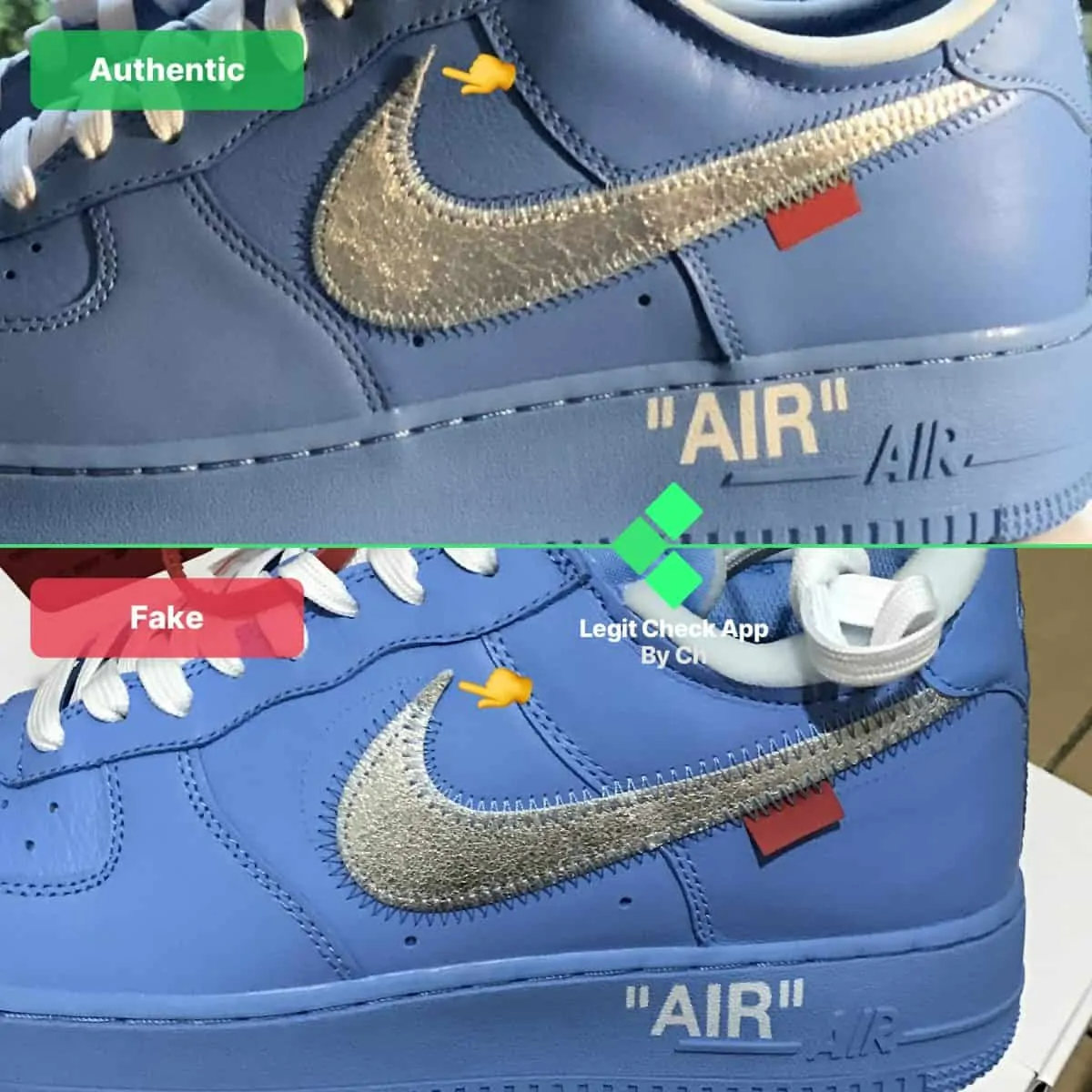 Legit check: Hướng dẫn cách phân biệt Off-White x Nike Air Force 1 MCA University Blue Real và Fake Hinh anh 4: Legit check: Huong dan cach phan biet Off-White x Nike Air Force 1 MCA University Blue Real va Fake