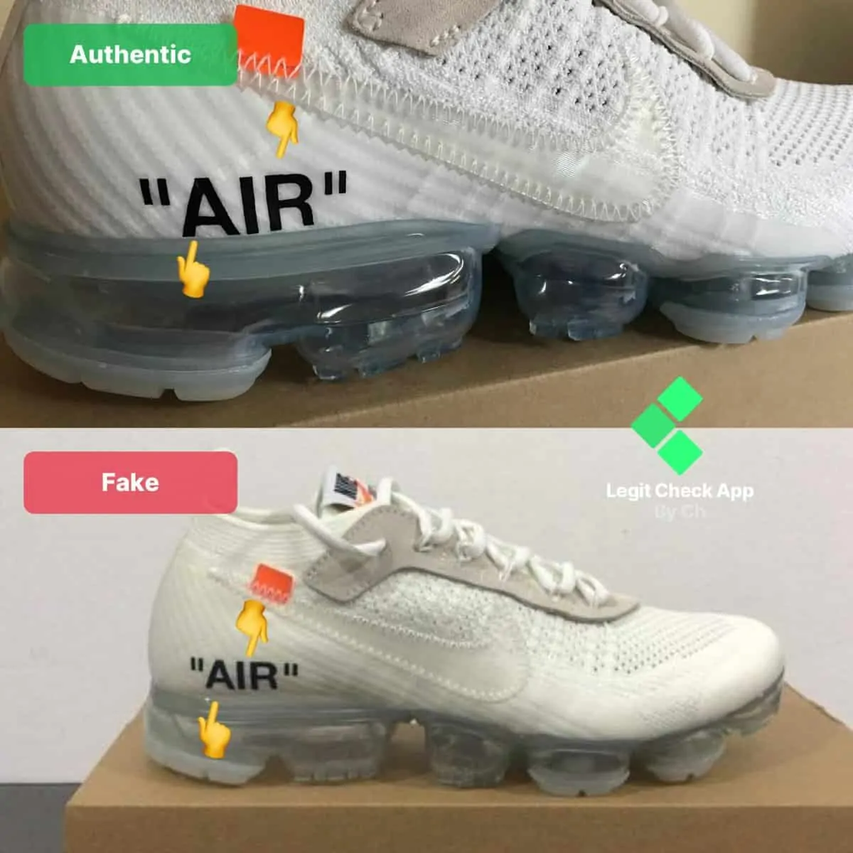 Legit check: Hướng dẫn cách phân biệt Off-White Nike Vapormax White Real và Fake Hinh anh 4: Legit check: Huong dan cach phan biet Off-White Nike Vapormax White Real va Fake