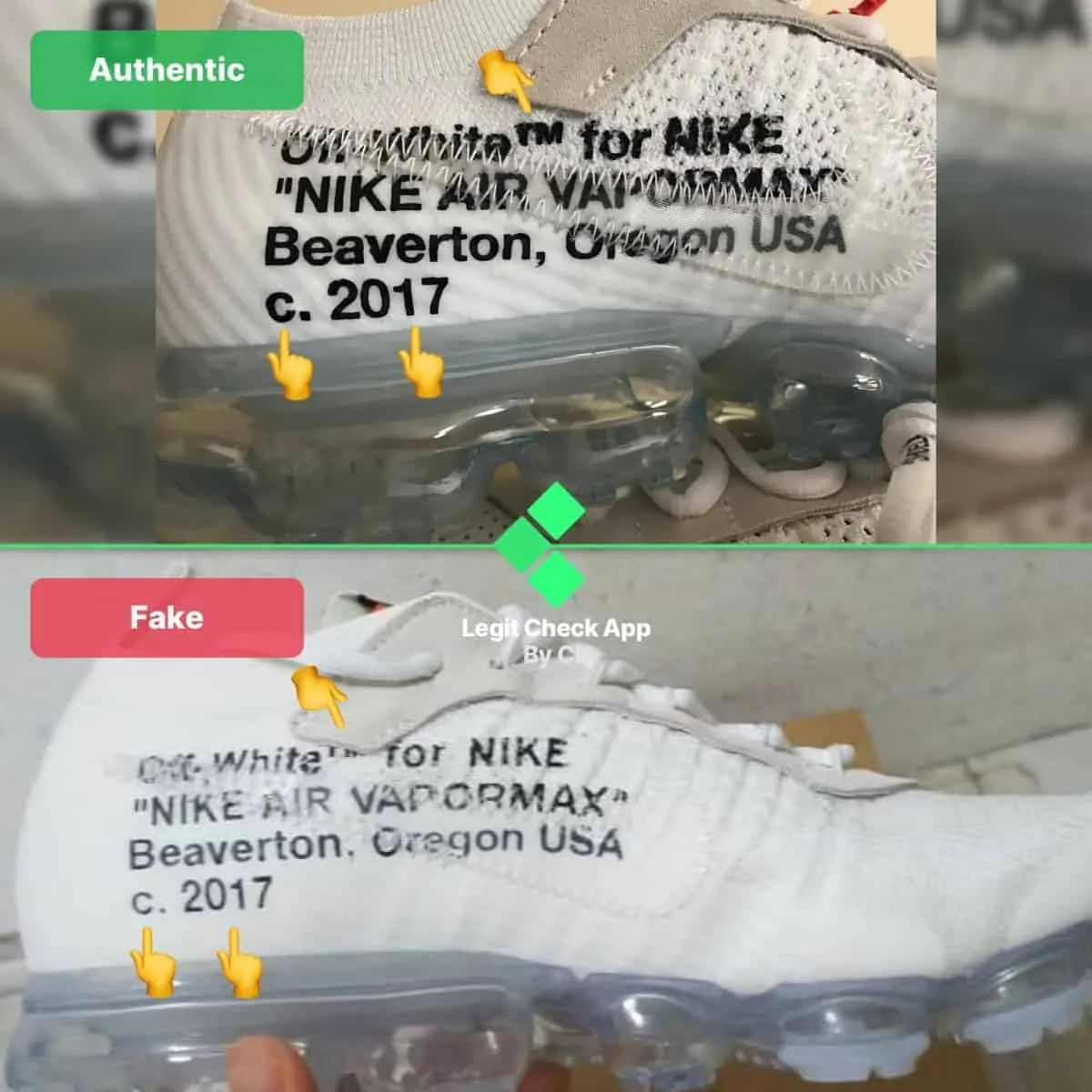 Legit check: Hướng dẫn cách phân biệt Off-White Nike Vapormax White Real và Fake Hinh anh 2: Legit check: Huong dan cach phan biet Off-White Nike Vapormax White Real va Fake