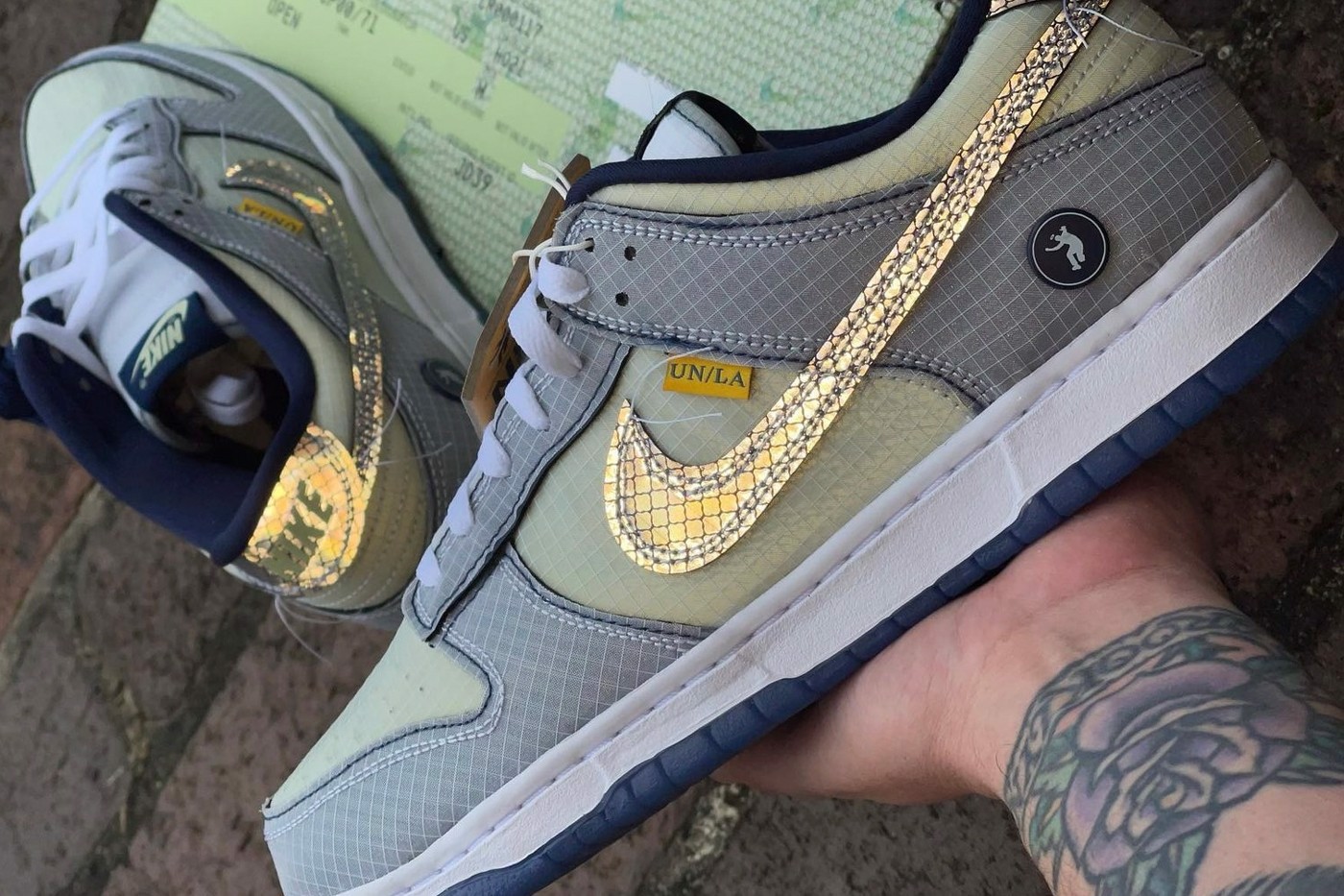 Hinh anh 1: Hinh anh dau tien cua doi Union x Nike Dunk Low "Midnight Navy"