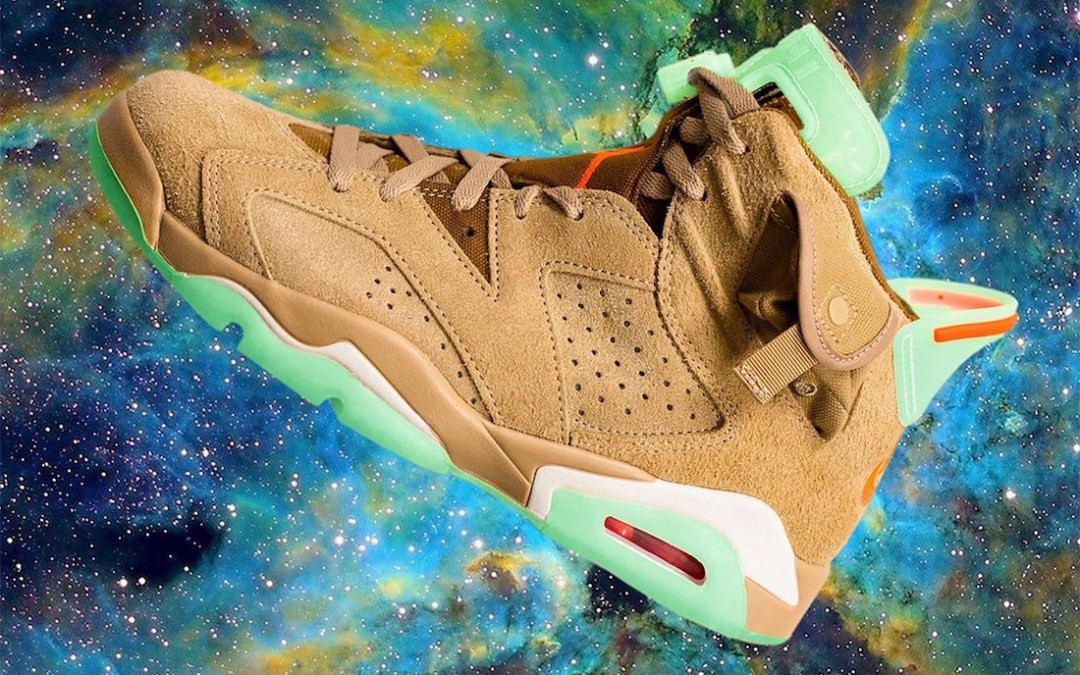 Xuất hiện những hình đầu tiền của Travis Scott x Air Jordan 6 "British Khaki" Hinh anh 1: Xuat hien nhung hinh dau tien cua Travis Scott x Air Jordan 6 "British Khaki"