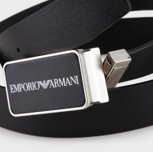 Alternative view of Thắt Lưng Giorgio Armani Saffiano Leather Reversible Belt 'Anthracite'