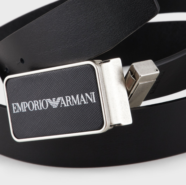 Thắt Lưng Giorgio Armani Saffiano Leather Reversible Belt 'Anthracite' - Ảnh 2