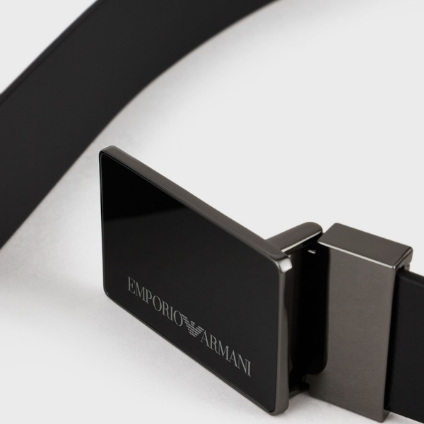 Thắt Lưng Giorgio Armani Pebbled Leather Belt 'Black' - Ảnh 2