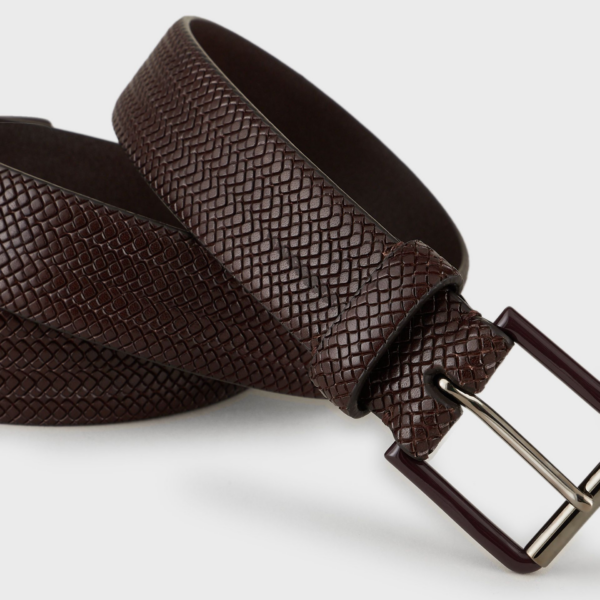 Thắt Lưng Giorgio Armani Leather Belt With Lizard Print 'Dark Brown' - Ảnh 2